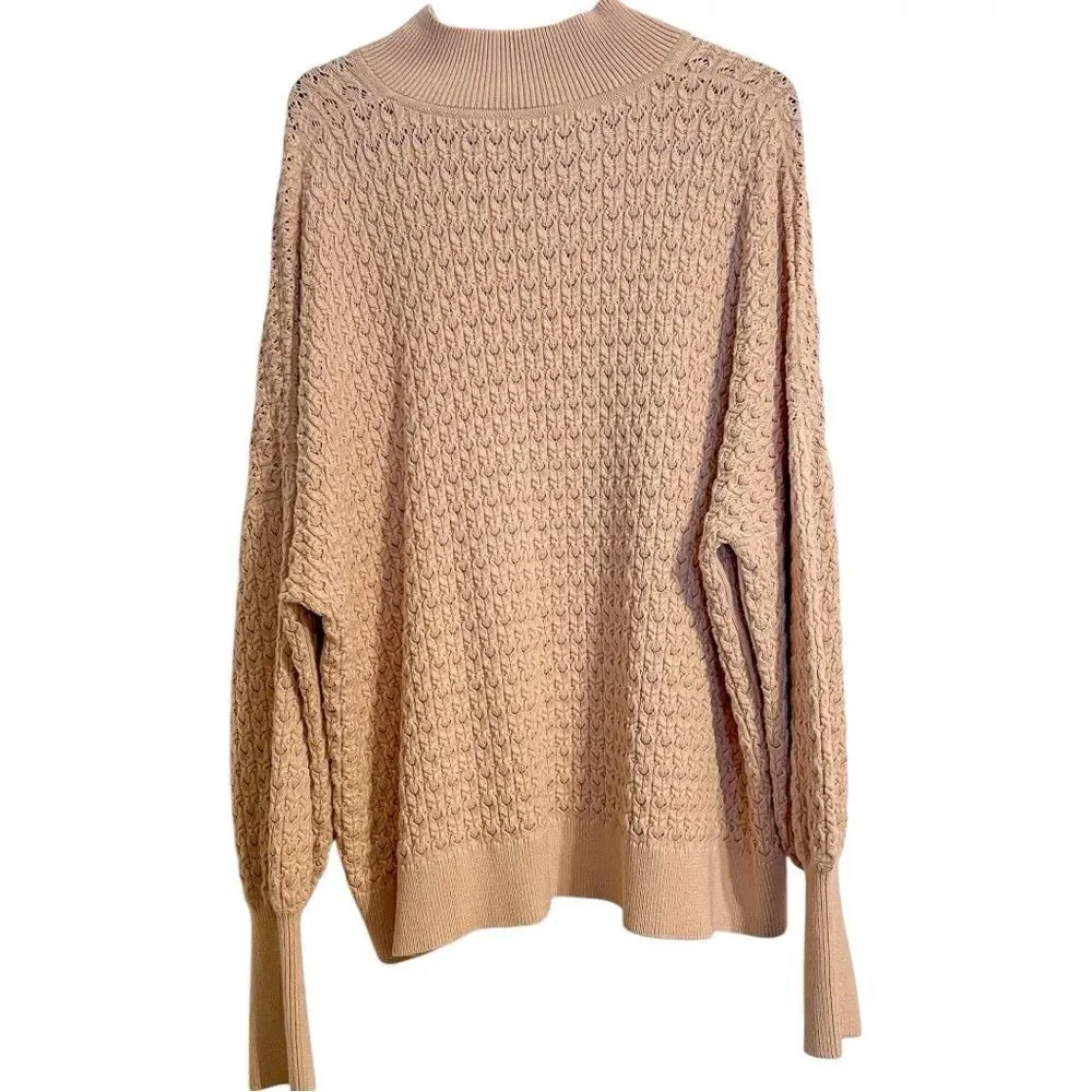 Mr Mittens Pointelle Knit Polo Sweater in Cameo Pink